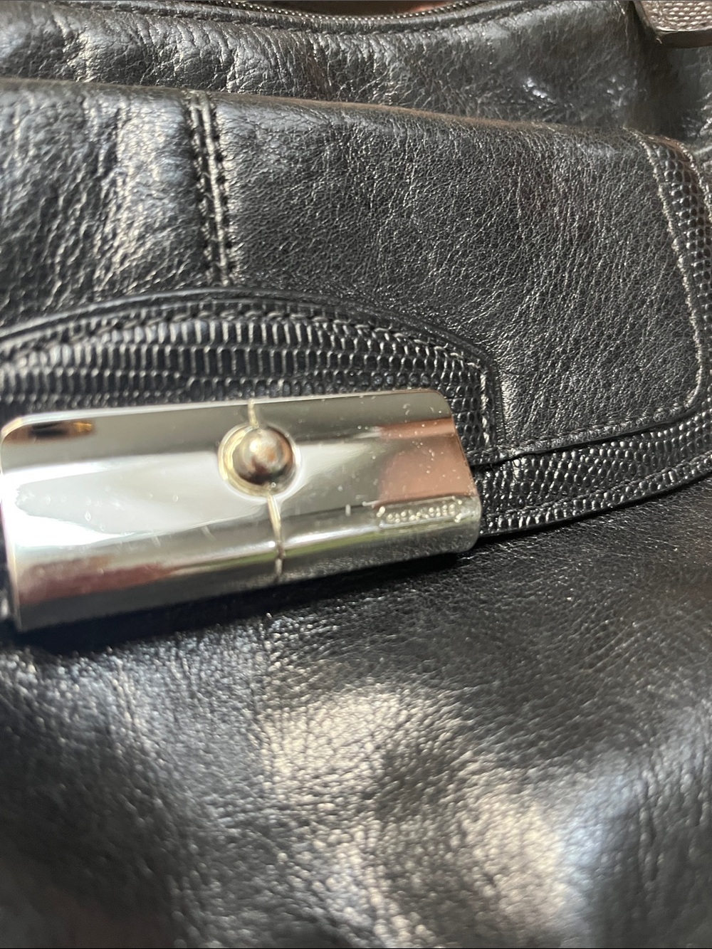 Coach Kristin Hobo Bag Black Leather Silver Turn Lock EUC - Picture 5 of 10